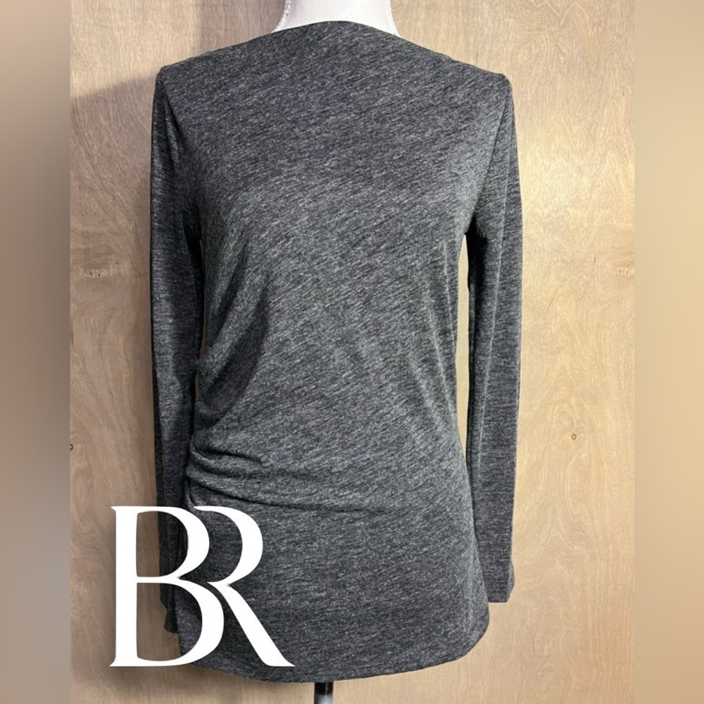 Banana Republic Ruched Straight Neck Heather Grey Top long sleeves MP